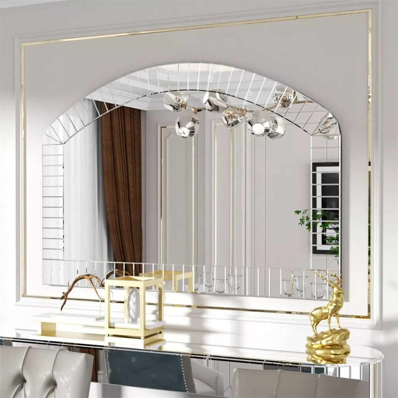 Large Beveled Edge Bathroom Vanity Mirror Arched Wall Decor Hall Entryway Mirror